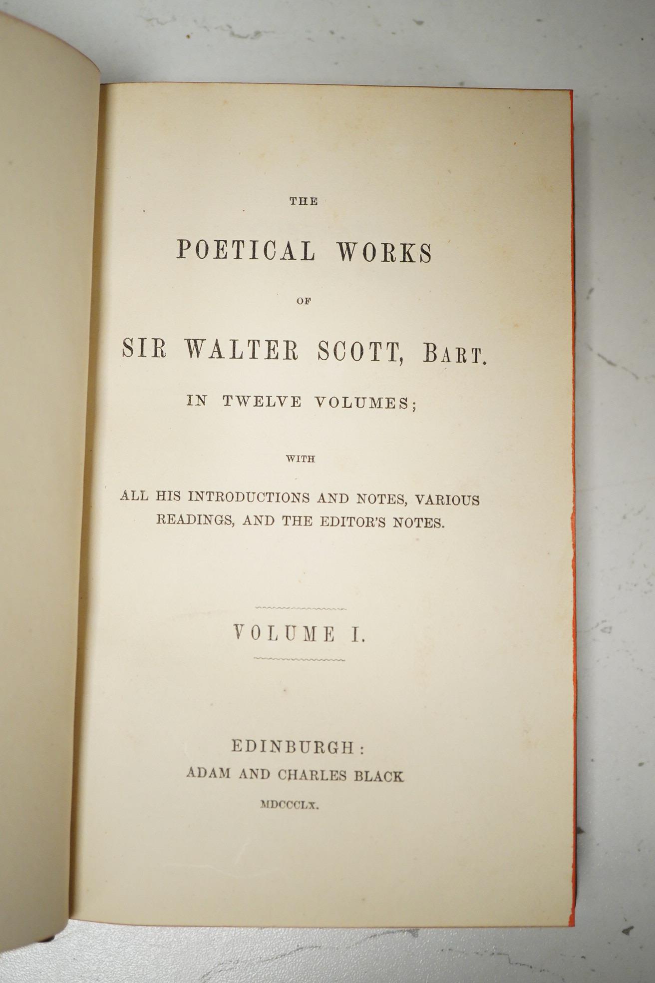 Scott, Sir Walter - The Poetical Works ... (new edition). With all his introductions and notes, various readings, and the editor's notes. 12 vols. engraved frontispieces, engraved pictorial and printed titles; sometime r